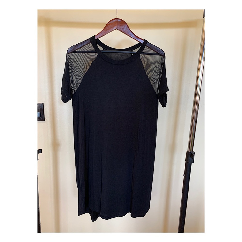 Black Jersey T-shirt dress with sheer cutouts